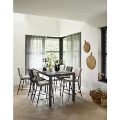 Best Barkruk Gento velvet beige Barkruk|Eetkamerstoel