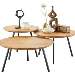 Discount Bijzettafel Aska teak 55 cm rond naturel brushed Woonseries|Bijzettafel