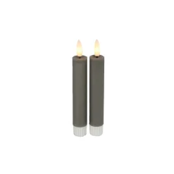 Dinerkaars Benevento Led small grijs rond set van 2 Kaarsen