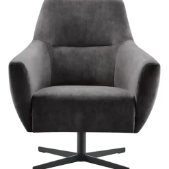Best Draaifauteuil Gudo velvet antraciet Draaifauteuil|Standaard Fauteuil