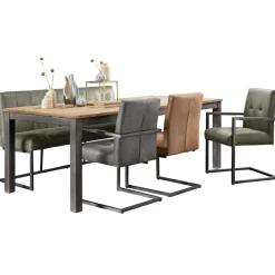 Sale Eetkamerbank Oro 170 cm microleder groen Eetbank
