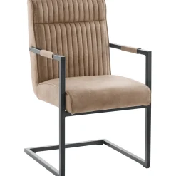 Clearance Eetkamerstoel Dantero microvezel taupe Armstoel|Eetkamerstoel