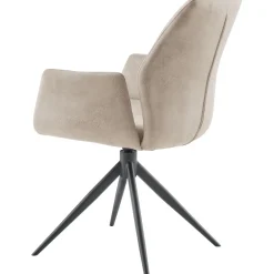 Best Eetkamerstoel Faido microvezel lichtbeige poot zwart Armstoel|Eetkamerstoel