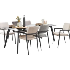 Sale Eetkamerstoel Jisca microvezel beige Armstoel|Eetkamerstoel