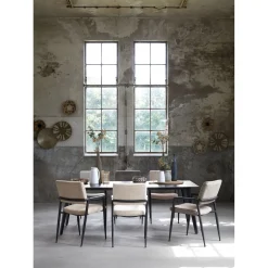 Sale Eetkamerstoel Jisca microvezel beige Armstoel|Eetkamerstoel
