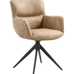 Hot Eetkamerstoel Lasanto draaibaar microvezel taupe Armstoel|Eetkamerstoel