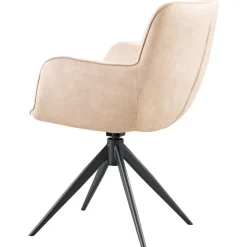 New Eetkamerstoel Lasanto draaibaar microvezel beige Armstoel|Eetkamerstoel