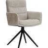 Eetkamerstoel Letta draaibaar velvet beige Armstoel|Eetkamerstoel