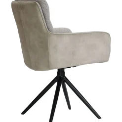 Eetkamerstoel Letta draaibaar velvet beige Armstoel|Eetkamerstoel