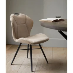 Discount Eetkamerstoel Loana microvezel beige Eetkamerstoel