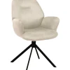Hot Eetkamerstoel Loranzo draaibaar microvezel beige Armstoel|Eetkamerstoel