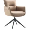 Outlet Eetkamerstoel Mirandola draaibaar microleder taupe Armstoel|Eetkamerstoel