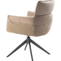 Outlet Eetkamerstoel Mirandola draaibaar microleder taupe Armstoel|Eetkamerstoel