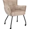 Hot Eetkamerstoel Novile beige met wiel Armstoel|Eetkamerstoel