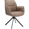 Outlet Eetkamerstoel Ombrone draaibaar chenille taupe Armstoel|Eetkamerstoel