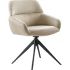 Hot Eetkamerstoel Veda draaibaar microvezel beige Armstoel|Eetkamerstoel