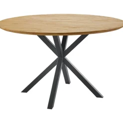 Eettafel Aska teak 130 cm rond naturel brushed Woonseries|Eettafel