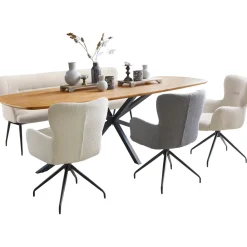 Clearance Eettafel Aska teak 260x110 cm Deens ovaal naturel brushed Woonseries|Eettafel
