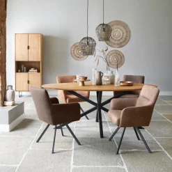 Clearance Eettafel Aska teak 200x100 cm ovaal naturel brushed Woonseries|Eettafel