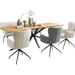 Outlet Eettafel Aska teak 240x100 cm rechthoekig naturel brushed Woonseries|Eettafel