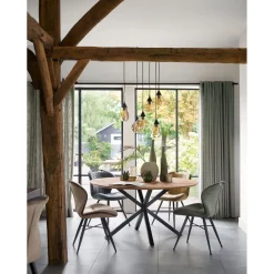 Eettafel Romaro teakhout 150 cm rond mix rough Woonseries|Eettafel