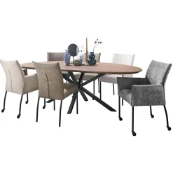 Online Eettafel Tavolo eikenhout 230x115 cm kiezel bruin Woonseries|Eettafel