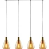 Hanglamp Felinio amber glas 4-lichts Hanglamp