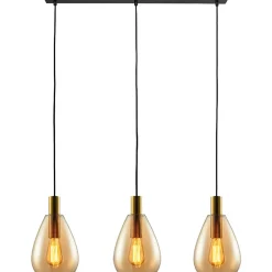 Best Hanglamp Felinio amber glas 3-lichts Hanglamp