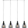 Discount Hanglamp Felinio smoke glas 4-lichts Hanglamp