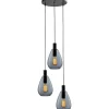 Hanglamp Felinio smoke glas 3-lichts rond Hanglamp