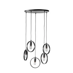 New Hanglamp Girare zwart metaal 5-lichts Hanglamp
