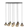 Sale Hanglamp Lungo zwart smoke glas 8-lichts Hanglamp