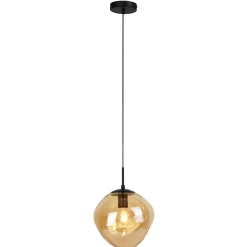 Best Hanglamp Macato zwart amber glas 1-lichts Hanglamp