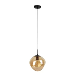 Best Hanglamp Macato zwart amber glas 1-lichts Hanglamp