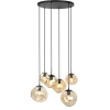 Hot Hanglamp Macato zwart amber glas 6-lichts Hanglamp
