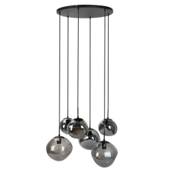 Hot Hanglamp Macato zwart smoke glas 6-lichts Hanglamp