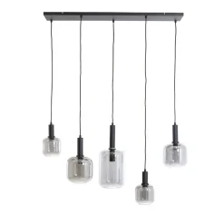 Outlet Hanglamp Peglio glas smoke zwart 5-lichts Hanglamp
