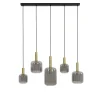 New Hanglamp Peglio glas smoke antiek brons 5-lichts Hanglamp