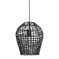 New Hanglamp Scarperio rond 31 cm rotan zwart Hanglamp