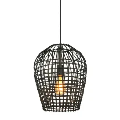 New Hanglamp Scarperio rond 31 cm rotan zwart Hanglamp