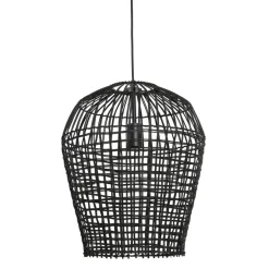 Discount Hanglamp Scarperio rond 40 cm rotan zwart Hanglamp