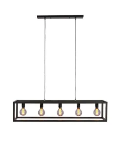 Outlet Hanglamp Tiamo zwart staal 5-lichts Hanglamp