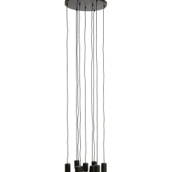 Hot Hanglamp Trecate mat zwart 9-lichts rond Hanglamp