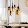 Online Hanglamp zwart amber glas 6-lichts - Lungo Hanglamp