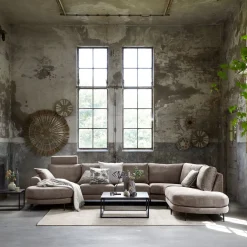 Outlet Hoekbank Aziri pocket visco zitting taupe Hoekbank