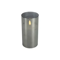 Online Kaars Caposele Led large grijs glas rond Kaarsen
