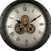 Outlet Klok Nimar metaal rond 60cm zwart beige dessin 41 Klokken