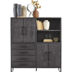 Discount Opbergkast Piastra 126 cm zwart Woonseries|Opbergkast