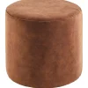 Clearance Poef Roby 40 cm velvet bruin rond Poefs En Krukjes