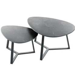 Discount Salontafel Lineto 64x80 cm organisch zwart keramiek Woonseries|Salontafel